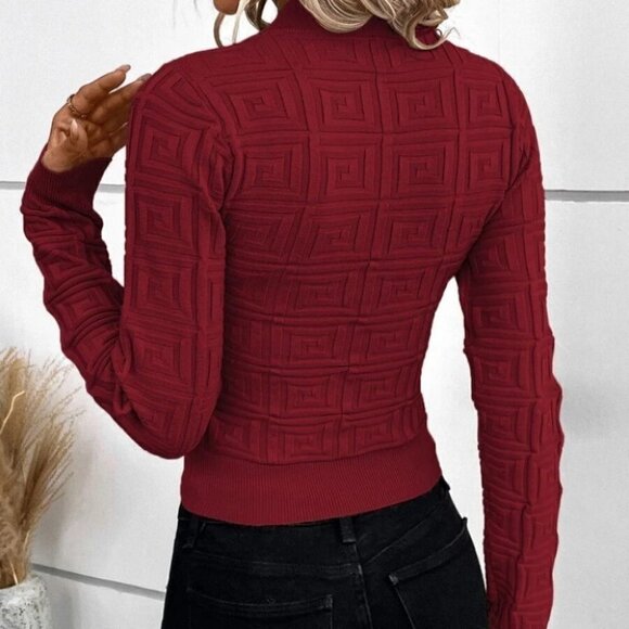 burgundy celeb style long sleeved knit Sweater top - Picture 5 of 5